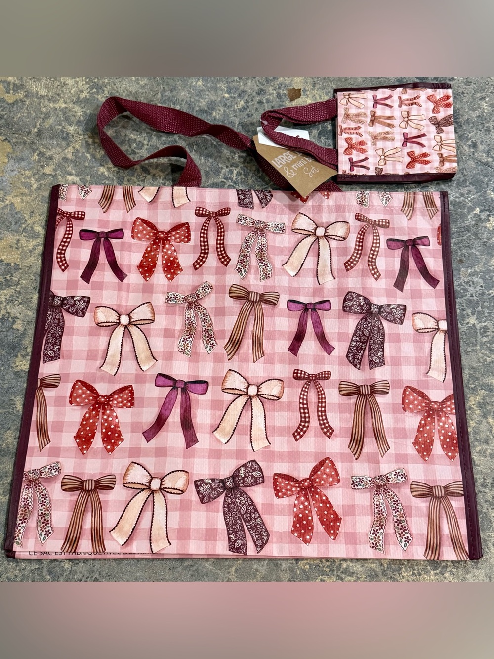 TJMaxx HomeGoods Marshall’s Reusable Large Tote & Mini Bag Charming Bow Pattern